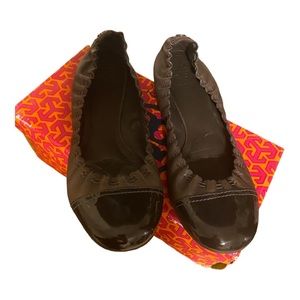 Tory Burch Abbey Cap Toe Flats Smoke